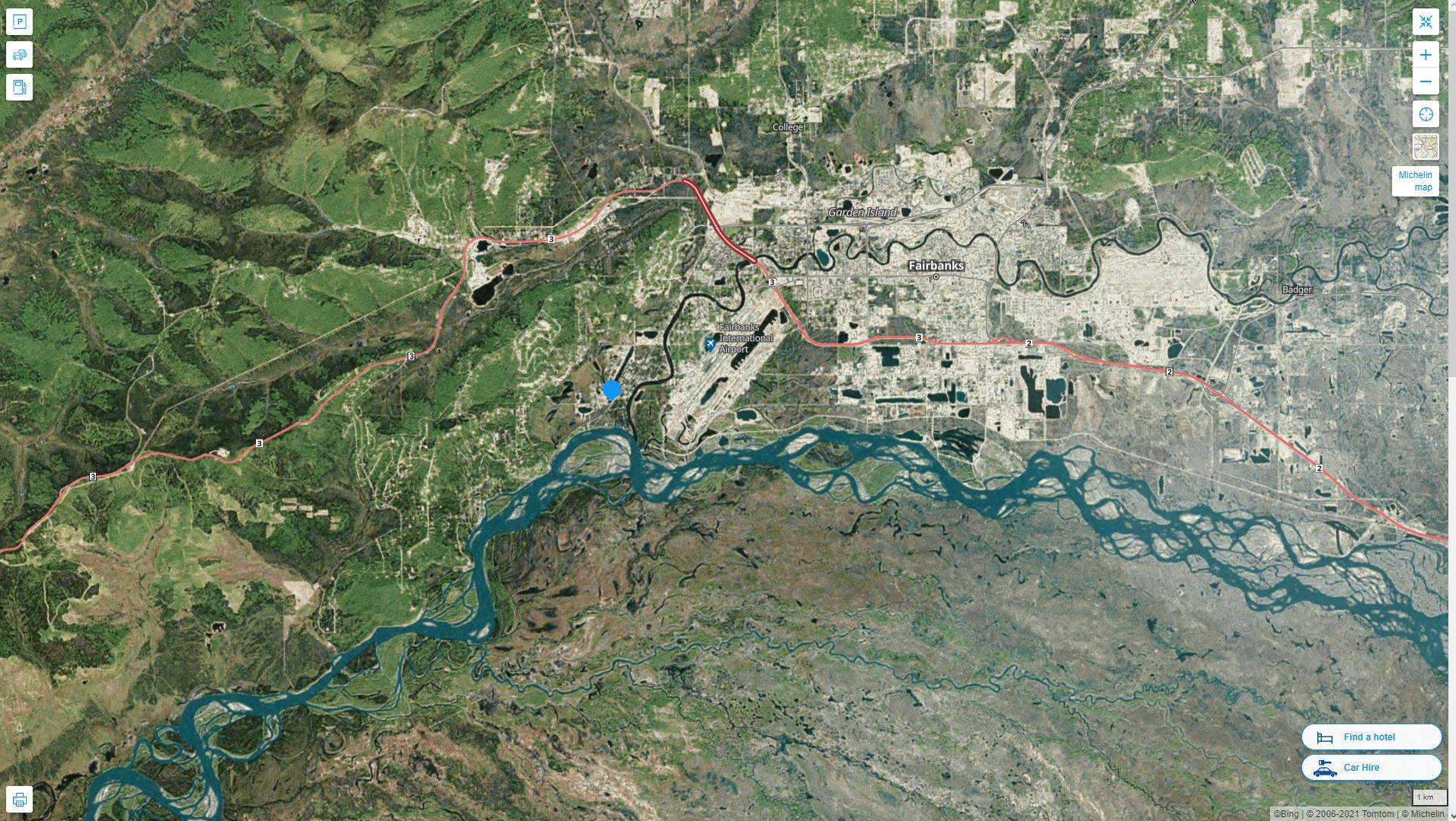 Chena Ridge Alaska Highway and Road Map with Satellite View